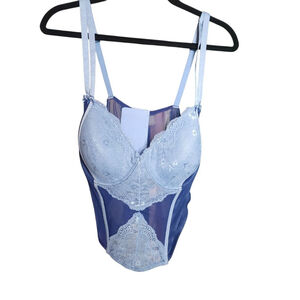Adore Me Blue Lace Corset Bra XL